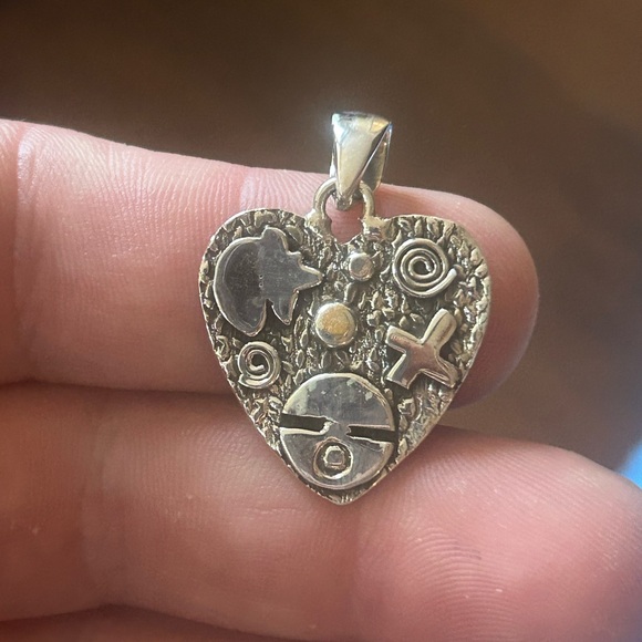 STERLING SILVER NATIVE AMERICAN SW PICTO STORY TELLER SUNGOD BEAR PENDANT .925 - Picture 2 of 10